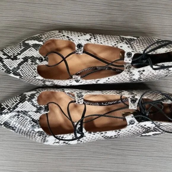 Halogen Owen Ghillie Flat. Snakeskin Black & White Print, Womens Size 9.5 M - Picture 10 of 12
